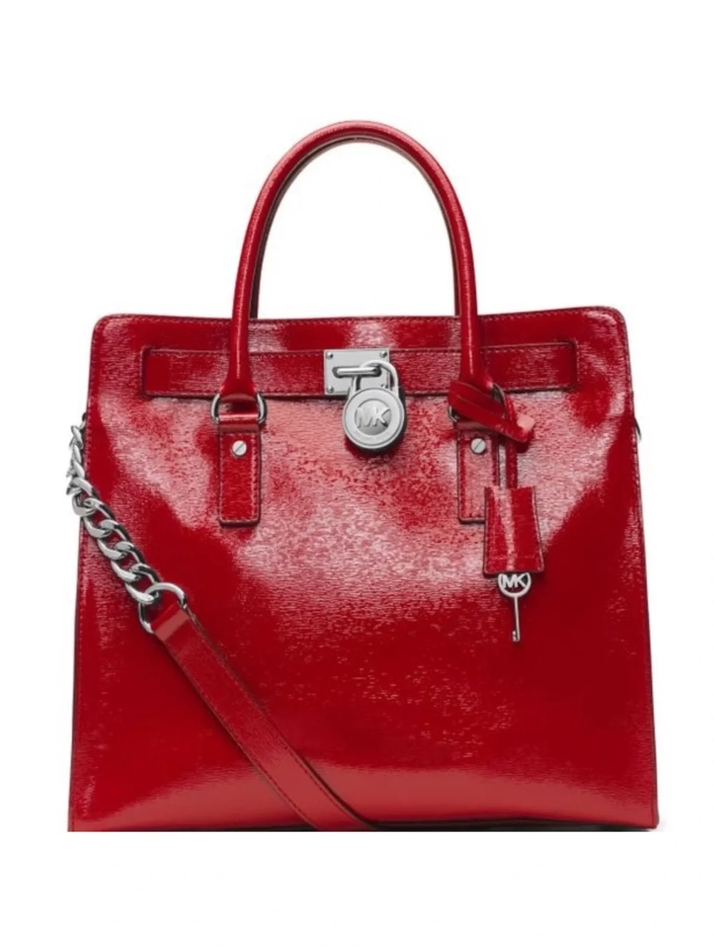 Michael Kors Large Hamilton Red Patent Leather Purse - Picture 2 of 6